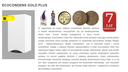 DIAMOND GAZOWY KOCIOŁ KONDENSACYJNY DWUFUNKCYJNY TERMET EcoCondens GOLD PLUS 2F 20/20 (WKD4591000000/PL2)